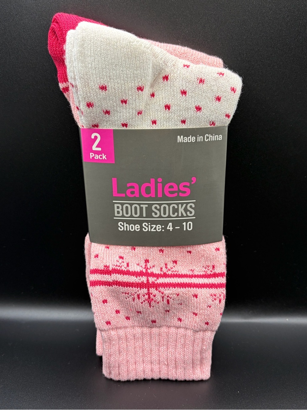 Ladies' Pink Boot Socks - 2 Pack